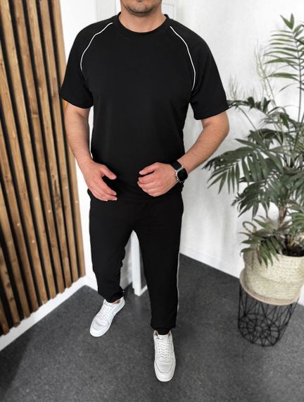 Мужской спортивный костюм с футболкой и штанами VL1016 цвет черный, размер 50/52 | Зображення 3