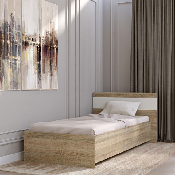 Односпальне ліжко Еверест Соната-900 90х200 см дуб сонома/білий (EVR-2114) | Зображення 1