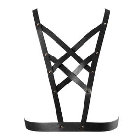 Портупея из экокожи Bijoux Indiscrets Maze – Cross Cleavage Harness Black