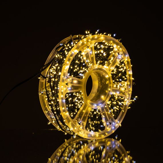 Новорічна гірлянда кімнатна роса Хвойна лапа 50 м 1500 LED зелений провід Жовте сяйво D1500L50MGY | Зображення 2