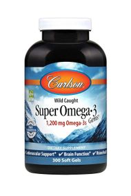 Омега-3, риб&#039;ячий жир, Super Omega-3 Gems, Carlson, 600 мг, 300 капсул