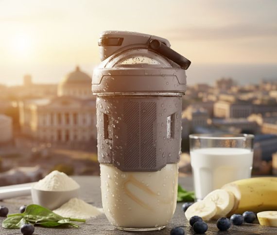 Спортивный шейкер TKK (700 мл) - Стильный серый Tritan BPA-free, ударопрочный, с венчиком для смешивания | Зображення 4