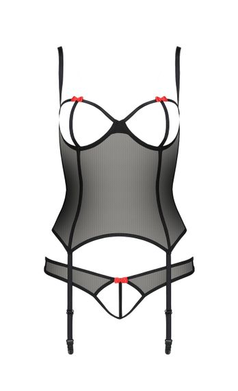 Корсет з відкритими грудьми та трусики HEIDI CORSET black S/M - Passion | Зображення 2