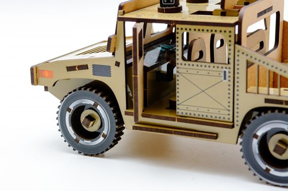 Конструктор Puz-00927 "HUMVEE" дерев'яний, р.22х11х12,5см PuzzleOk | Зображення 4