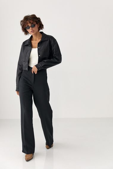 Класичні штани-палаццо з високою посадкою - чорний цвет, S (є розміри) | Зображення 2