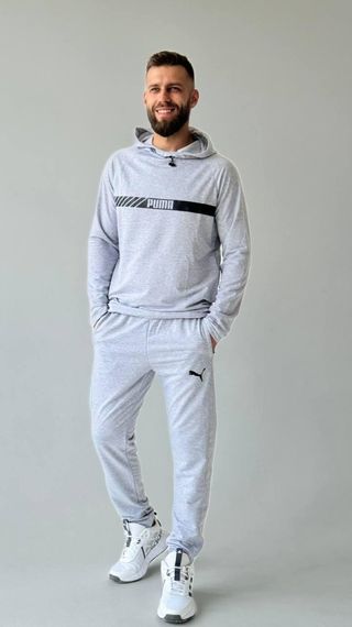 Костюм з худі Puma світло-сірий | Зображення 2