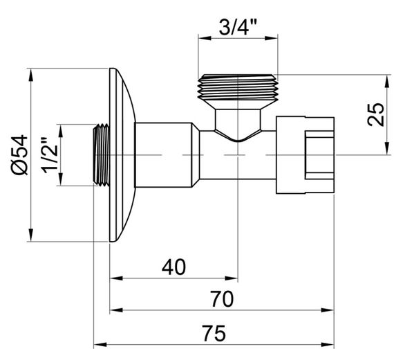 Кран приладовий буксовий Icma 1/2" х3/4" кутовий №519 (90519AE07) | Зображення 1