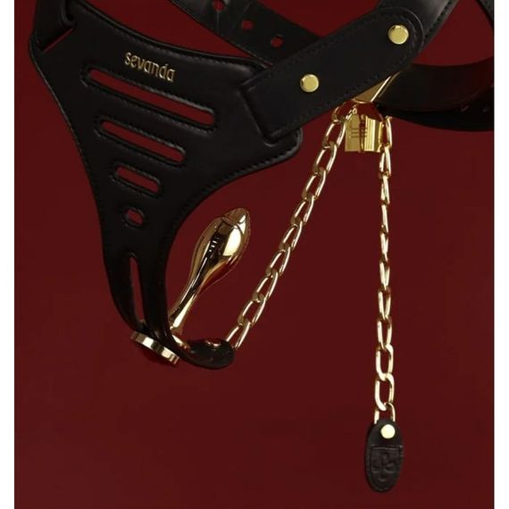 Пояс вірності жіночий з анальною пробкою S Beg & Ask Sevanda, із замком, шкіра та метал, чорний sexstyle | Зображення 8