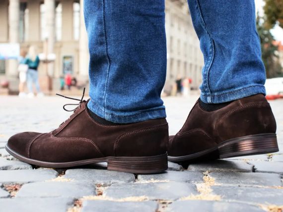 Замшевые коричневые оксфорды 44 размер | Зображення 3