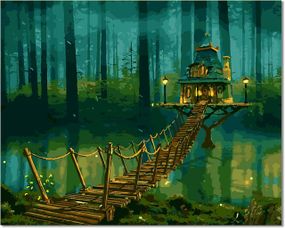 Картина по номерам "Дом на болоте" Bougimal 40×50 см, набор для рисования без рамы, акрил, творческий подарок