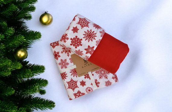 Комплект постільної білизни Kayra Flanel 200×220 см Kar Tanesi Kirmizi | Зображення 1