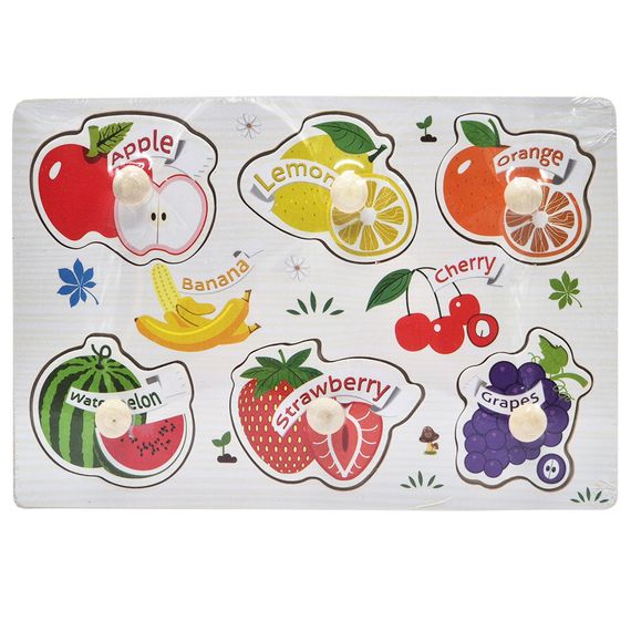 Дерев'яний пазл-вкладиш Фрукти та ягоди 53972-9 ручка-тримач, у плівці