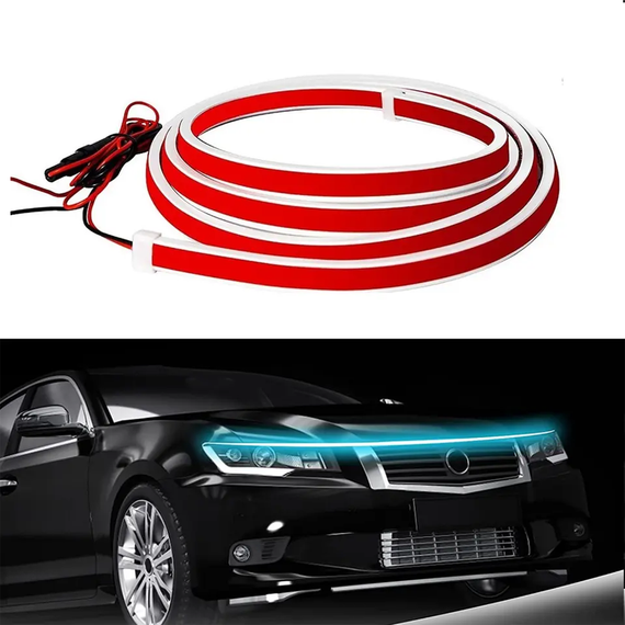 Автомобільна світлодіодна LED-підсвітка під капот автомобіля з поворотниками, білий неон світло | Зображення 1