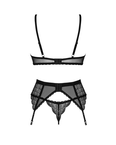 Комплект жіночої білизни Obsessive Chemeris 3-pcs set M/L — мереживний, регульовані бретелі, трусики + пояс | Зображення 4