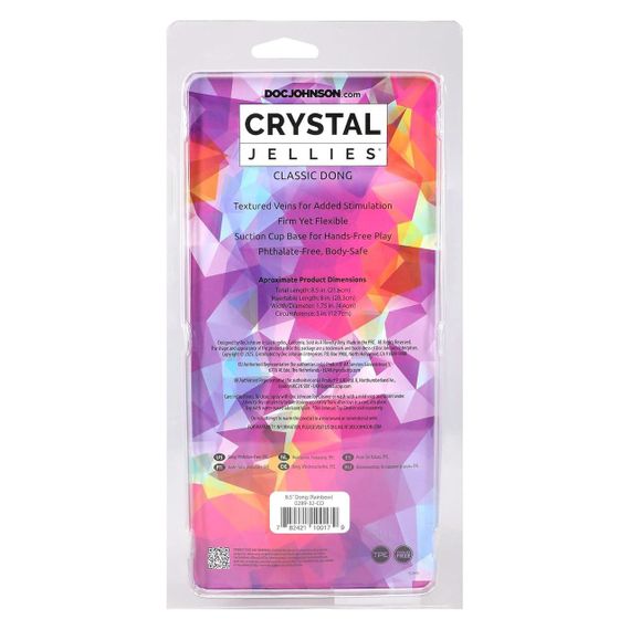Дилдо Doc Johnson Crystal Jellies - 8.5 Inch Сlassic Dong - Rainbow Sex Aura | Зображення 5