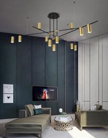 Люстра стельова на 12 лампочок 26289 Чорний 35-74х123х123 см.