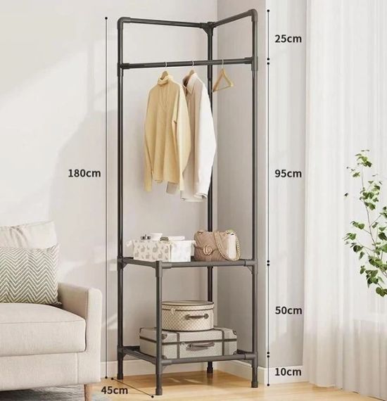 Кутова підлогова вішалка для одягу 180х45х45 см стійка для речей Corner coat rack NO:9603 | Зображення 3