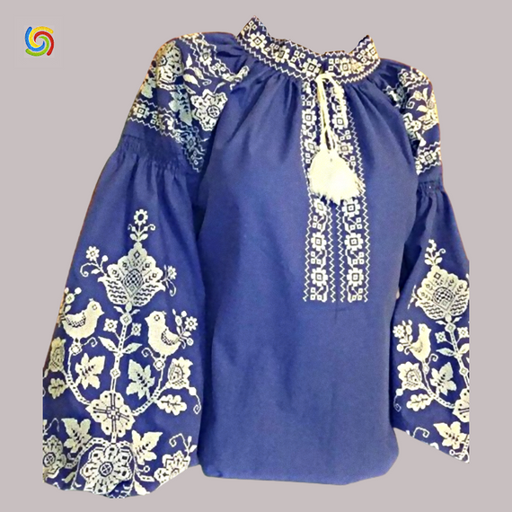 Рубашка Украинская вышиванка  31784 цвет синий размер XL