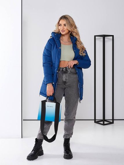 Жіноча зимова куртка з капюшоном, арт. 509, синій електрик | Зображення 4