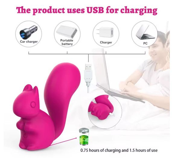 Міні-вібратор кліторальний Every Night Toys Debbie у формі білочки фіолетовий, 10 режимів вібрації sexstyle | Зображення 1