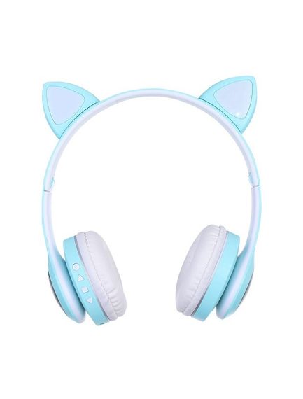 Навушники бездротові Cat Ear VZV-23M Bluetooth з RGB підсвіткою і котячими вушками Бірюзові | Зображення 1
