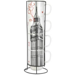 Набір чашок London 4 пр 420 мл на металевій стійці B1163-09359-2 LIMITED EDITION
