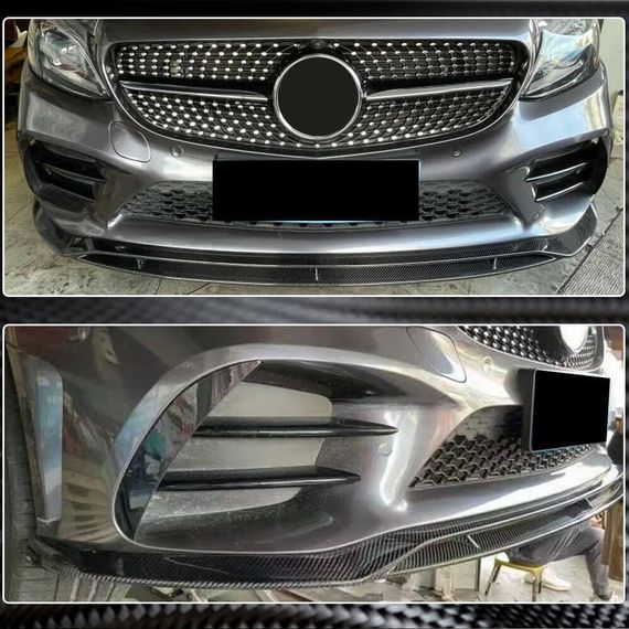 Накладка на передній бампер Lip (2019-2021, Карбон) для Mercedes C-сlass W205 рр | Зображення 3