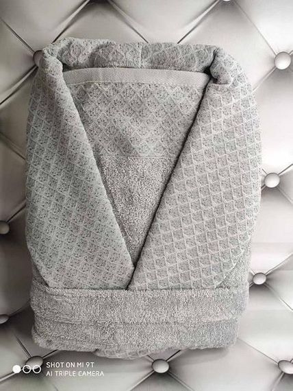 Халат чоловічий+рушник (50х90см) Pupilla Mila Mint Махра