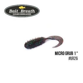 Силіконова приманка, Їстівний силікон Bait Breath Micro Grub 1" (15шт.) (Ur26 Junebug/green*seed)