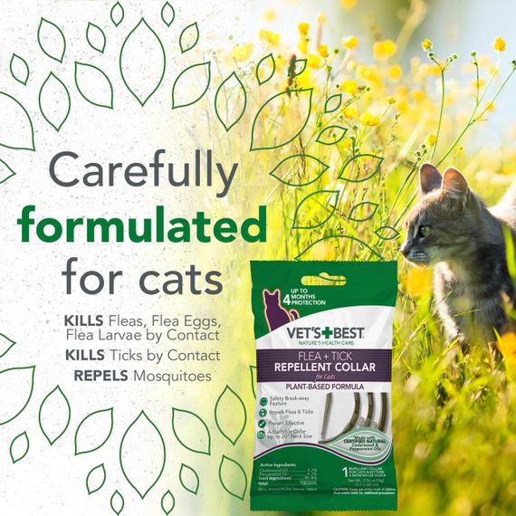 Нашийник від бліх та кліщів для котів Vetʼs Best Flea & Tick Repellent Collar For Cats, 60 см