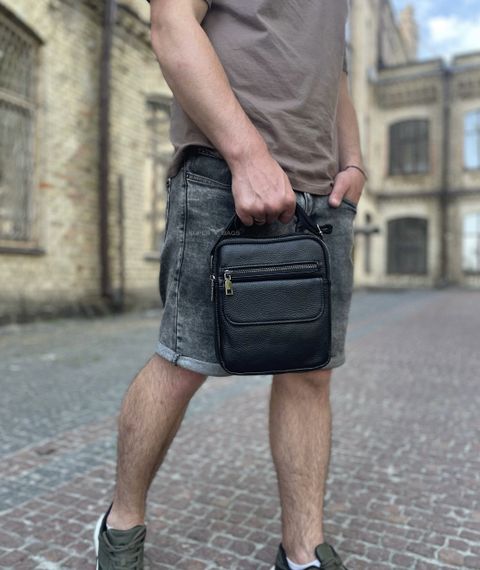 Сумка чоловіча через плече шкіряна чорна Tiding Bag IT-73302 | Зображення 4