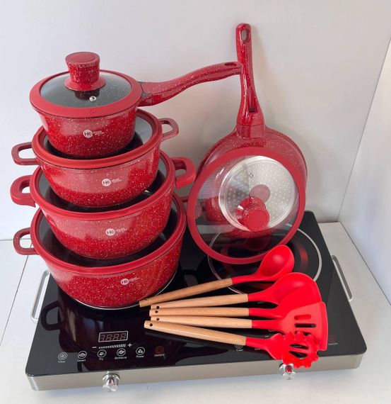 Набір посуду Higher Kitchen НК-316 із 17 предметів червоний | Зображення 1