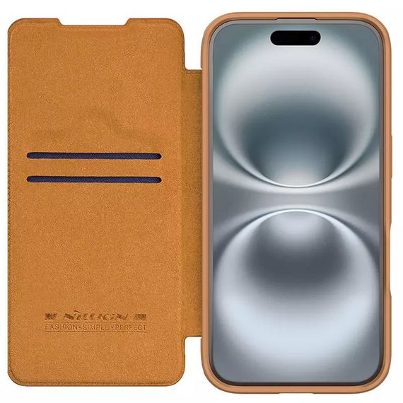Шкіряний чохол-книжка Nillkin Qin Prop для Apple iPhone 16 (6.1") Brown | Зображення 2