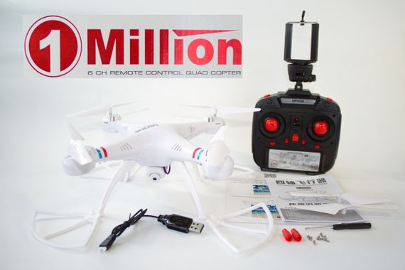Квадрокоптер 1 000 000 (1million) c WiFi камерой, радиоуправляемый, белый | Зображення 1