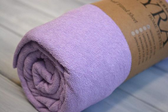 Простирадло 140х200+25см махрове на резинці Бузкове | Зображення 1