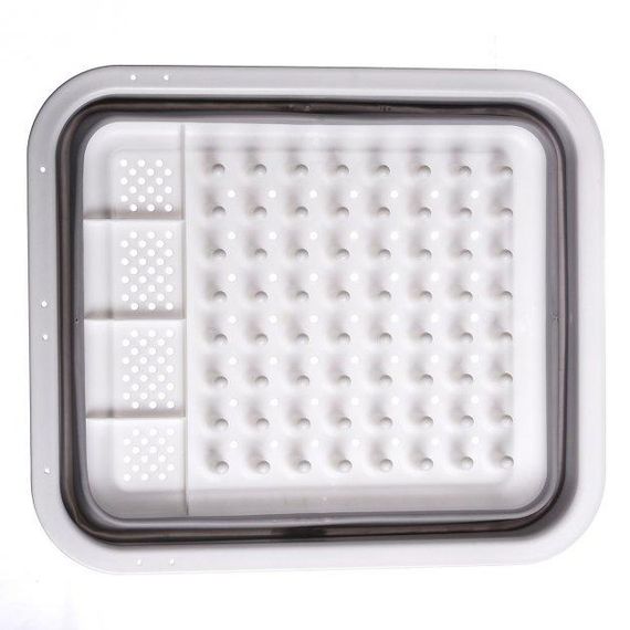 Сушарка для посуду Multi-Function Drain Rack 511 LS Силіконова складана з нековзними ніжками біла | Зображення 3