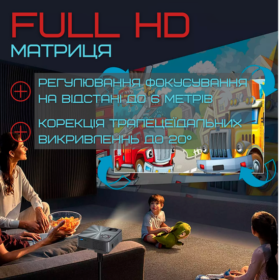 Портативный Проектор Android 9.0 Full HD 1920*1080 P + WIFI + Bluetooth с Динамиками 3200 Lumen Мини LED Проектор Домашний | Зображення 3