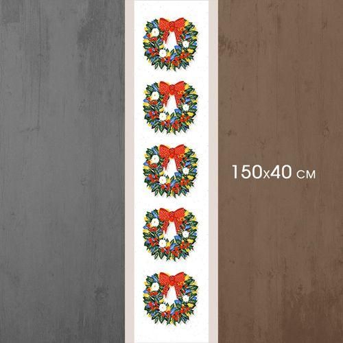 Дорожка на стол Різдвяні вінки 150x40 см (DR__25NG010) | Зображення 2