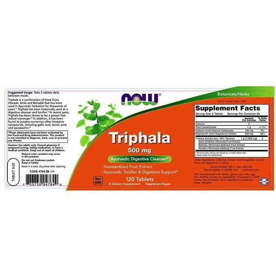 Смесь экстрактов NOW Foods Triphala 500 mg 120 Tabs | Зображення 1