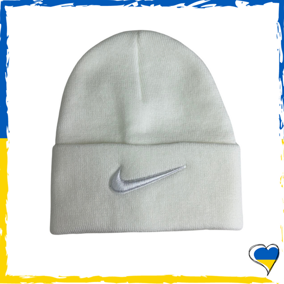 Шапка біла Nike брендова універсальна, Найк. Шапка чоловіча, жіноча, підліткова, дитяча | Зображення 2