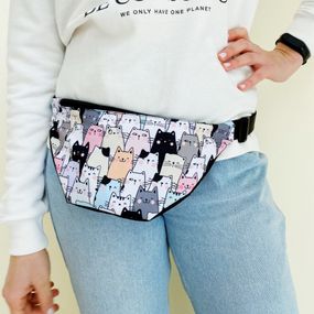 Сумка поясна бананка 4Profi з принтом Коти з одним відділенням 18262
