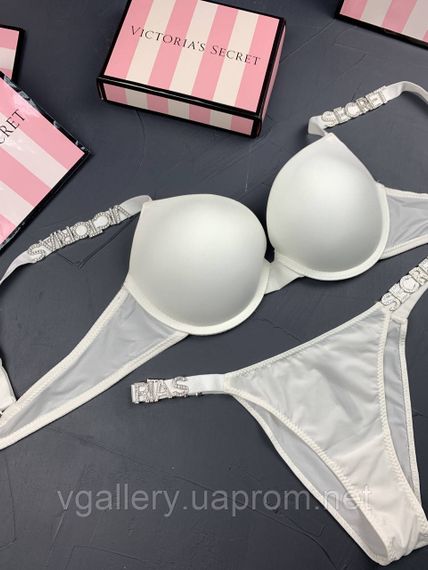 Білий комплект білизни Вікторія Сикрет | Ліфчик та трусики Літери Victoria's Secret | Зображення 4