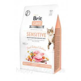 Корм сухой Brit Care Cat Grain Free Sensitive HDigestion Delicate Taste для котов с чувствительным пищеварением и лосося 40
