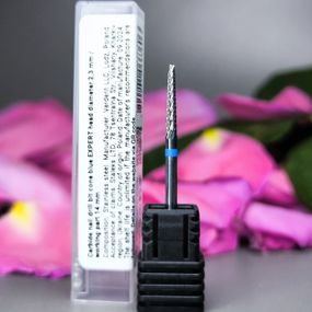 Фреза твердосплавная для выпила ногтя синяя Staleks Pro Expert диаметр 2,3мм / рабочая часть 14мм