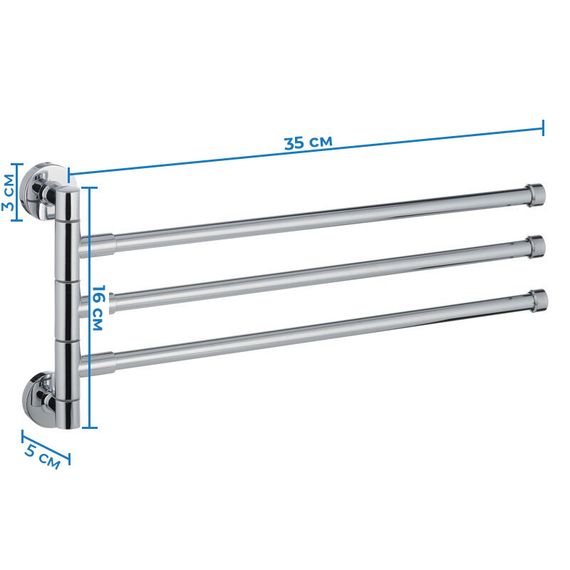 Тримач рушників з 3 поворотними планками ZERIX LR113 (LL1487) | Зображення 1