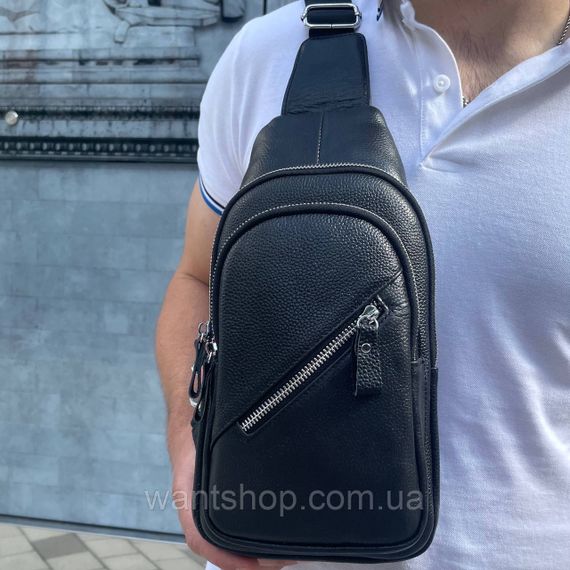 Компактний чоловічий слінг через плече Tiding Bag чорний 2901