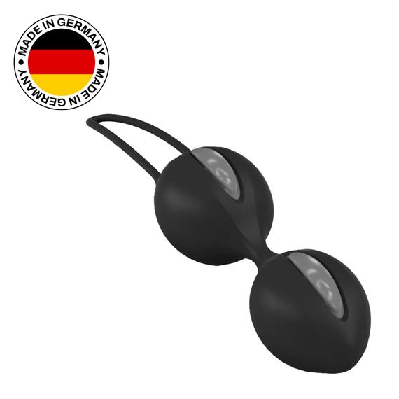 Вагинальные шарики Fun Factory SMARTBALLS DUO, черно-серые, 2 шт, диаметр 3,2 и 3,6 см | Зображення 4