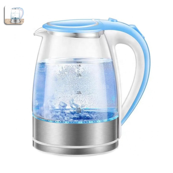 Електричний чайник Goldteller MG-07 Blue, стильний скляний корпус з LED-підсвіткою, XPRO (MER-14808_414) | Зображення 2