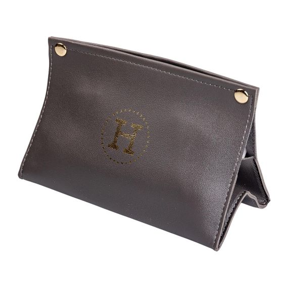 Серветниця з еко шкіри 20×7.5×11.5 см для серветок на кнопках Сірий HP-3-213G | Зображення 3