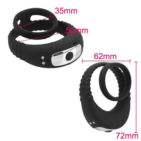 Потрійне ерекційне віброкольцо на пенис і мошонку USB | Зображення 3